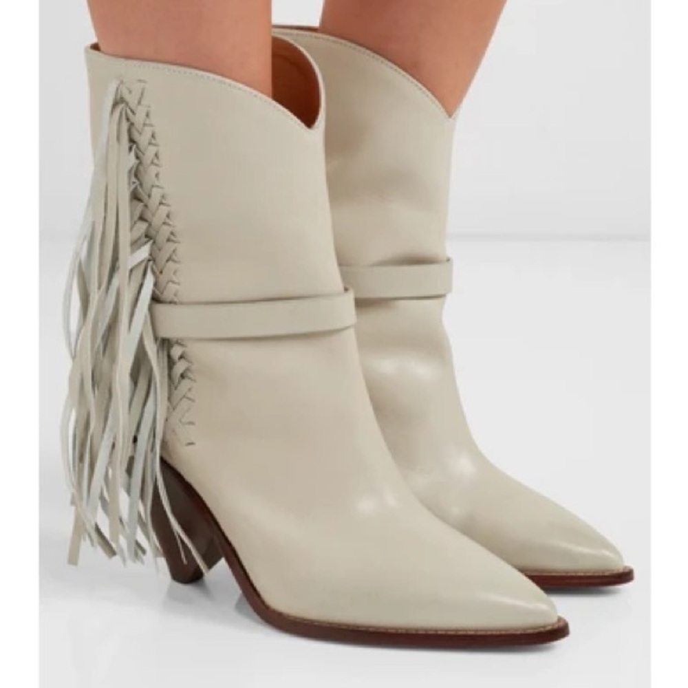 ISABEL MARANT Loffen Fringed Leather Ankle Boots, Size 37 - Picture 4 of 13